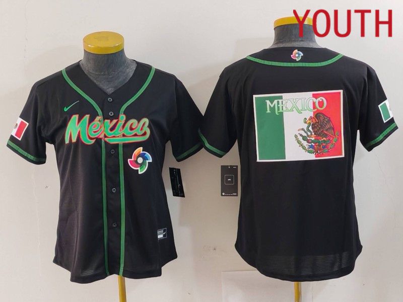 Youth 2024 World Cub Mexico Blank Black Nike MLB Jersey style 8->youth mlb jersey->Youth Jersey